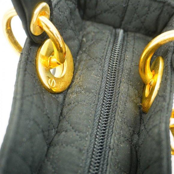 Christian Dior Handbag Cannage Lady Nylon Black Women's - Picture 13 of 14